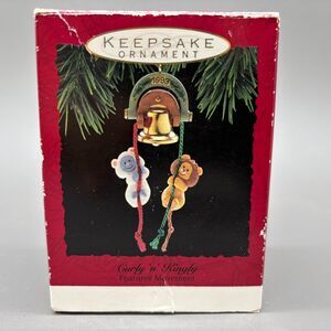 Vintage 1993 Hallmark Curly n' Kingly Ornament Lion Lamb Bell Christmas w/Box